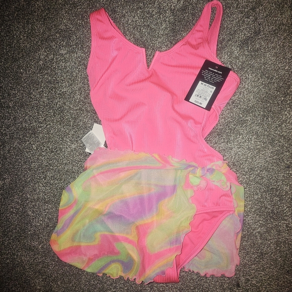 Other - Vibrant Pink Swimsuit with Colorful Sarong